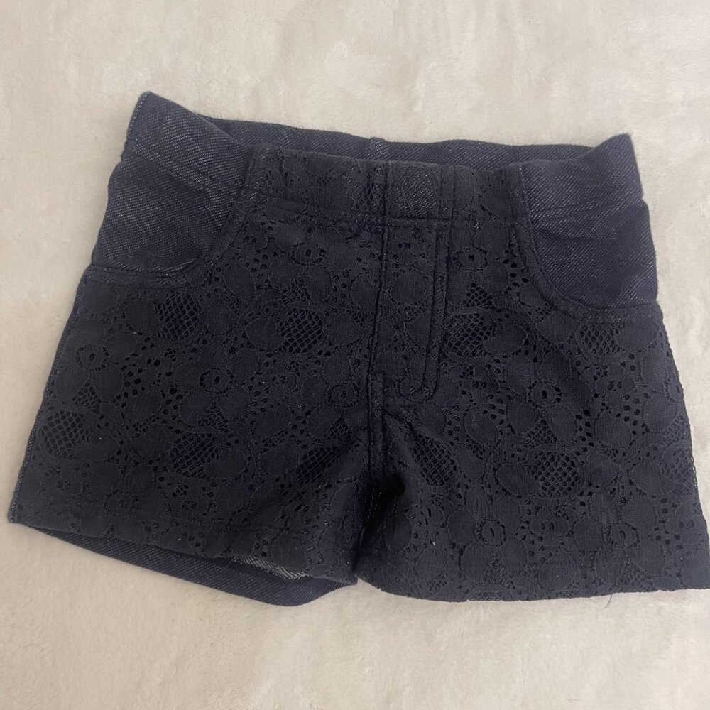 Soft Denim Color Navy Shorts with Lace Front – Cute & Comfy – 4T